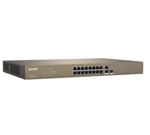 Tenda F1218P-16-250W Коммутатор управляемый PoE, 18 портов, 16х100 Мбит/с, 2x1 Гбит/с, SFP 1x1 Гбит/с
