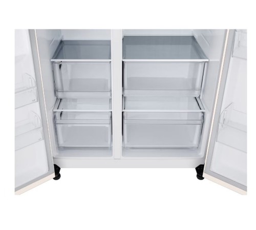Холодильник LG GC-B257KEHW бежевый двухкамерный 422/206 л., морозилка слева, No Frost, Side by Side