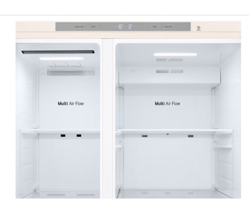 Холодильник LG GC-B257KEHW бежевый двухкамерный 422/206 л., морозилка слева, No Frost, Side by Side