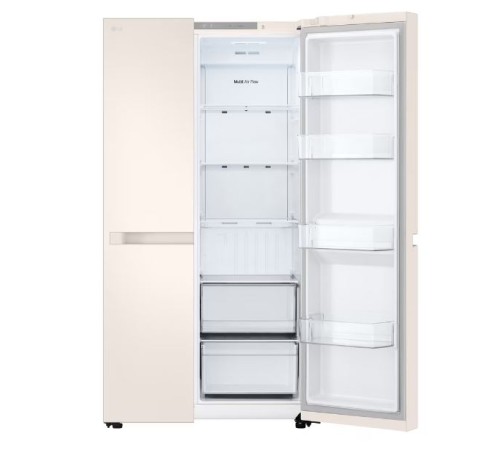 Холодильник LG GC-B257KEHW бежевый двухкамерный 422/206 л., морозилка слева, No Frost, Side by Side