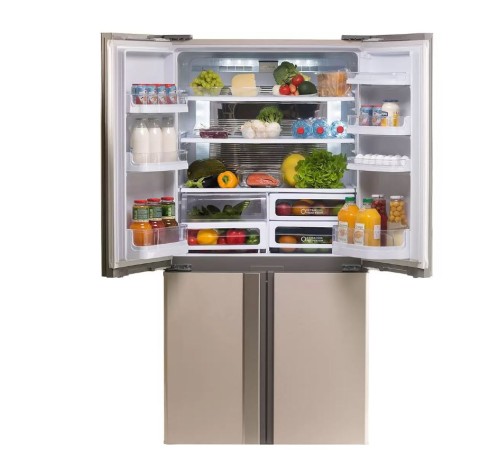 Холодильник Sharp SJ-EX98FBE бежевый трёхкамерный394/211 л морозилка снизу  Side by Side