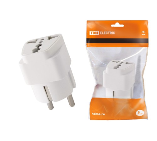 TDM SQ1806-0024 Адаптер универсальный с/з 16А 250В белый