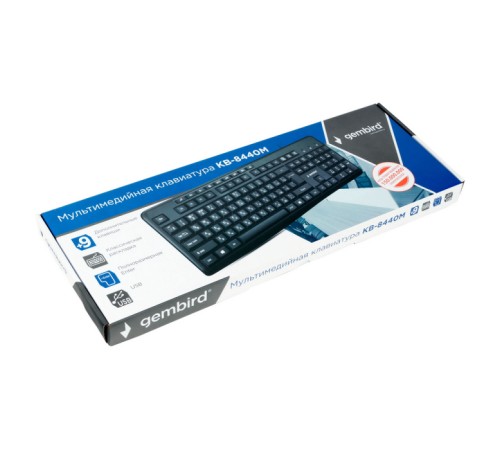 Клавиатура Gembird KB-8440M,{USB, черный, 113 клавиш, 9 кнопок управления мультимедиая, кабель 1,5м} Клавиатура Gembird KB-8440M,{USB, черный, 113 клавиш, 9 кнопок управления мультимедиая, кабель 1,5м}