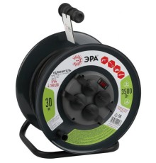 Удлинитель силовой Эра RMx-4es-3x1.5-30m-IP44 (Б0046850) 3x1.5кв.мм 4розет. 30м ПВС 16A метал.катушка оранжевый