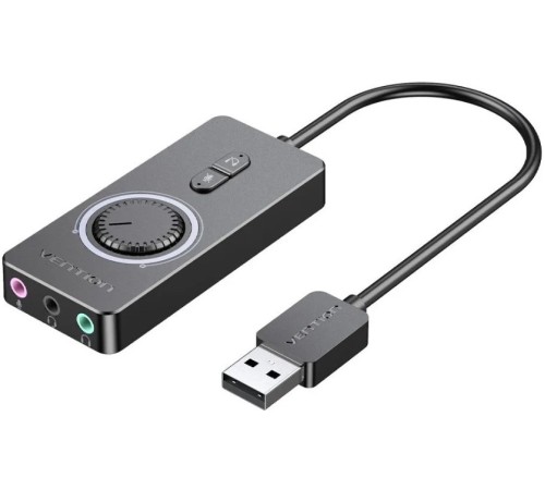 Внешняя звуковая карта Vention USB c регулятором громкости Черная Vention CDRBB Внешняя звуковая карта Vention USB c регулятором громкости Черная Vention CDRBB