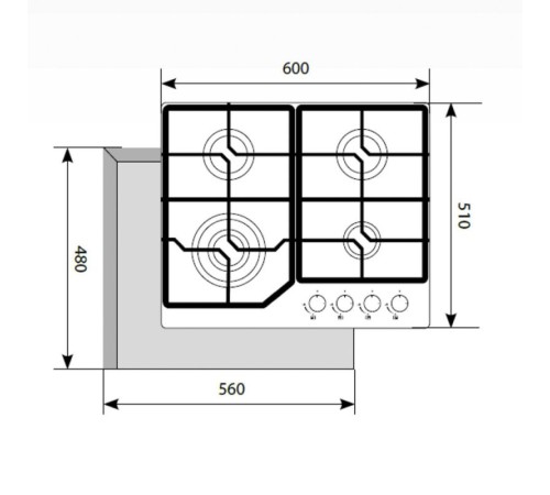 Газовая варочная поверхность Lex GVG 640-1 BL черный Газовая варочная поверхность Lex GVG 640-1 BL черный