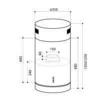 Вытяжка каминная Lex Tubo Isola 350 INOX нержавеющая сталь управление: кнопочное (1 мотор)