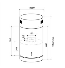 Вытяжка каминная Lex Tubo Isola 350 INOX нержавеющая сталь управление: кнопочное (1 мотор)