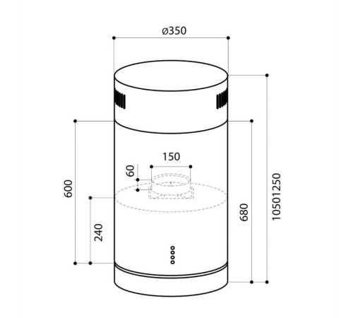 Вытяжка каминная Lex Tubo Isola 350 INOX нержавеющая сталь управление: кнопочное (1 мотор) Вытяжка каминная Lex Tubo Isola 350 INOX нержавеющая сталь управление: кнопочное (1 мотор)