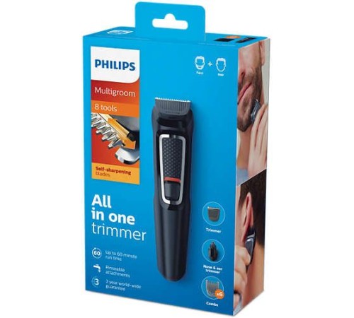 Триммер Philips MG3730/15 черный (насадок в компл:8шт) Триммер Philips MG3730/15 черный (насадок в компл:8шт)