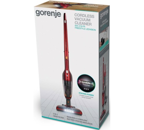Пылесос ручной Gorenje SVC216FR 125Вт красный/черный