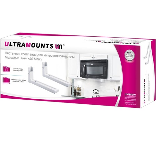 Кронштейн для СВЧ Ultramounts UM888W белый макс.30кг настенный фиксированный