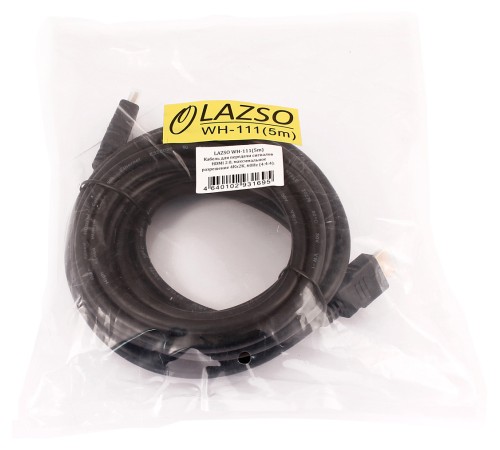 Кабель аудио-видео LAZSO WH-111 HDMI (m)/HDMI (m) 5м. позолоч.конт. черный (WH-111(5M)) Кабель аудио-видео LAZSO WH-111 HDMI (m)/HDMI (m) 5м. позолоч.конт. черный (WH-111(5M))