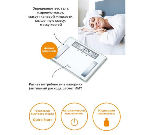 Весы напольные электронные Beurer BG51 XXL макс.200кг белый