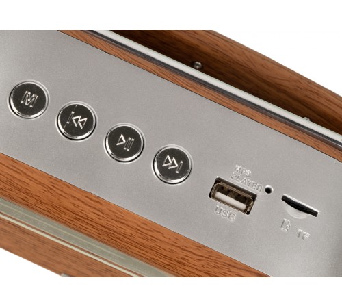 Радиоприемник портативный Hyundai H-PSR200 дерево коричневое/серебристый USB microSD