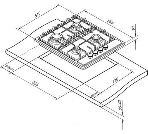Газовая варочная поверхность Darina 1T1 BGM 341 11 W белый Газовая варочная поверхность Darina 1T1 BGM 341 11 W белый
