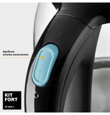 Чайник электрический Kitfort КТ-625-1 1.7л. 2200Вт черный/голубой корпус: стекло/пластик