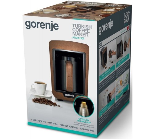 Кофеварка Электрическая турка Gorenje ATCM730T 730Вт медный/черный