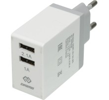 Сетевое зар./устр. Digma DGWC-2U-3A-WG 15.5W 3.1A+1A 2xUSB универсальное белый