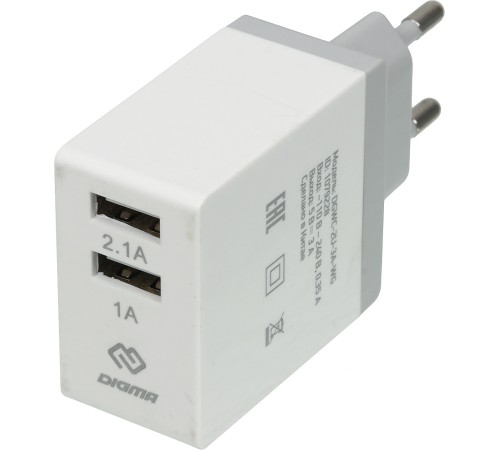 Сетевое зар./устр. Digma DGWC-2U-3A-WG 15.5W 3.1A+1A 2xUSB универсальное белый Сетевое зар./устр. Digma DGWC-2U-3A-WG 15.5W 3.1A+1A 2xUSB универсальное белый