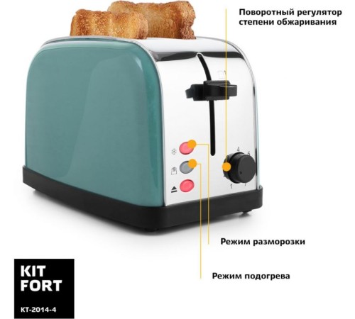 Тостер Kitfort КТ-2014-4 850Вт голубой Тостер Kitfort КТ-2014-4 850Вт голубой