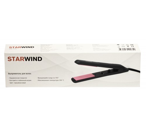 Выпрямитель Starwind SHE5500 25Вт черный/розовый макс.темп.:200С покрытие:керамическое Выпрямитель Starwind SHE5500 25Вт черный/розовый макс.темп.:200С покрытие:керамическое