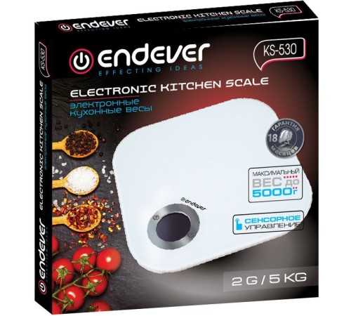 Весы кухонные электронные Endever Skyline KS-530 макс.вес:5кг белый Весы кухонные электронные Endever Skyline KS-530 макс.вес:5кг белый