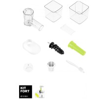 Соковыжималка шнековая Kitfort KT-1110-1 150Вт белый/зеленый
