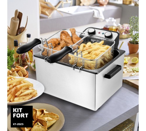 Фритюрница Kitfort КТ-2025 3270Вт черный/серебристый Фритюрница Kitfort КТ-2025 3270Вт черный/серебристый