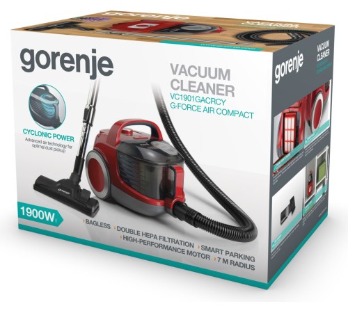 Пылесос Gorenje VC1901GACRCY 1900Вт красный/черный