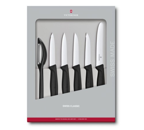 Набор ножей кухон. Victorinox Swiss Classic Paring 6.7113.6G компл.:6предм. черный подар.коробка Набор ножей кухон. Victorinox Swiss Classic Paring 6.7113.6G компл.:6предм. черный подар.коробка