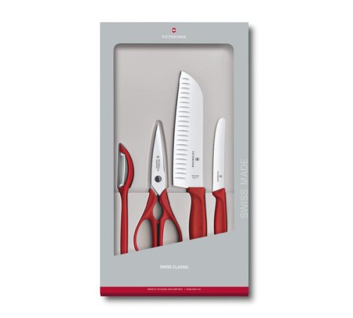 Набор ножей кухон. Victorinox Swiss Classic 6.7131.4G компл.:4предм. красный подар.коробка Набор ножей кухон. Victorinox Swiss Classic 6.7131.4G компл.:4предм. красный подар.коробка