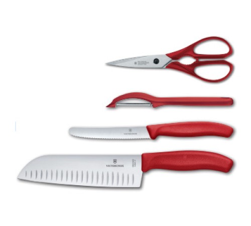 Набор ножей кухон. Victorinox Swiss Classic 6.7131.4G компл.:4предм. красный подар.коробка Набор ножей кухон. Victorinox Swiss Classic 6.7131.4G компл.:4предм. красный подар.коробка