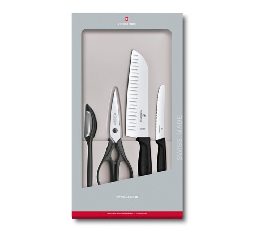 Набор ножей кухон. Victorinox Swiss Classic Kitchen Set, 4 pieces 6.7133.4G (6.7133.4G) компл.:4предм. черный подар.коробка Набор ножей кухон. Victorinox Swiss Classic Kitchen Set, 4 pieces 6.7133.4G (6.7133.4G) компл.:4предм. черный подар.коробка