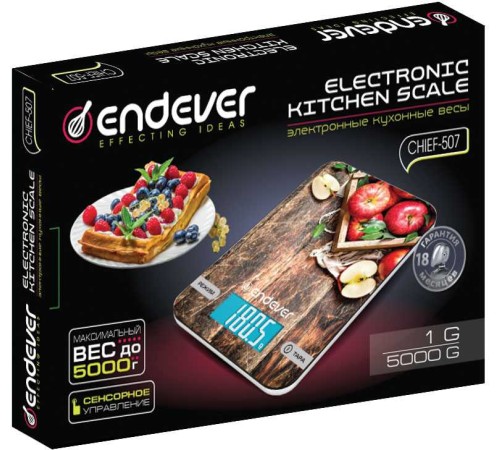 Весы кухонные электронные Endever Chief 507 макс.вес:5кг рисунок/яблоко Весы кухонные электронные Endever Chief 507 макс.вес:5кг рисунок/яблоко