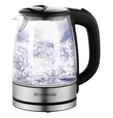 Чайник электрический Starwind SKG5210 1.7л. 2200Вт черный/серебристый корпус: стекло/металл/пластик