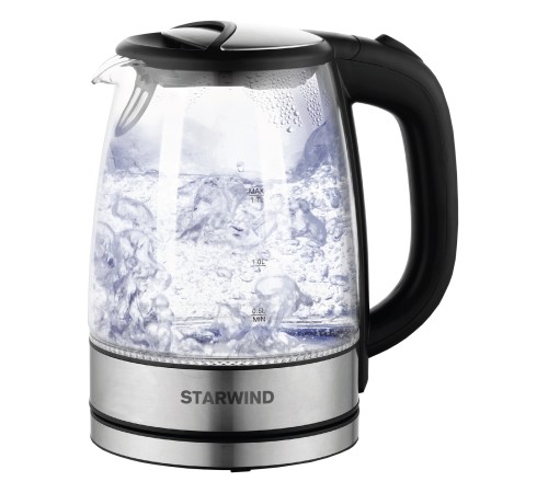Чайник электрический Starwind SKG5210 1.7л. 2200Вт черный/серебристый корпус: стекло/металл/пластик Чайник электрический Starwind SKG5210 1.7л. 2200Вт черный/серебристый корпус: стекло/металл/пластик
