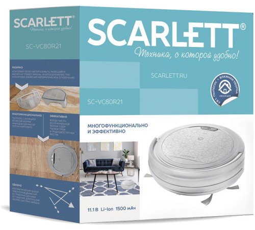 Пылесос-робот Scarlett SC-VC80R21 белый Пылесос-робот Scarlett SC-VC80R21 белый
