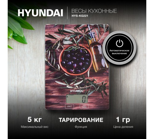 Весы кухонные электронные Hyundai HYS-KG221 макс.вес:5кг рисунок Весы кухонные электронные Hyundai HYS-KG221 макс.вес:5кг рисунок