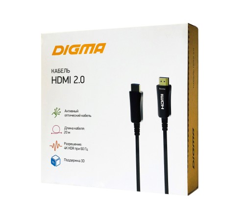 Кабель аудио-видео Digma HDMI 2.0 AOC HDMI (m)/HDMI (m) 20м. позолоч.конт. черный (BHP AOC 2.0-20) Кабель аудио-видео Digma HDMI 2.0 AOC HDMI (m)/HDMI (m) 20м. позолоч.конт. черный (BHP AOC 2.0-20)