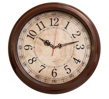 Часы настенные аналоговые Бюрократ WallC-R77P D35см коричневый (WALLC-R77P35/BROWN)