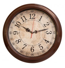 Часы настенные аналоговые Бюрократ WallC-R77P D35см коричневый (WALLC-R77P35/BROWN)