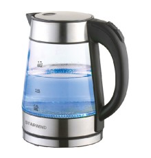 Чайник электрический Starwind SKG3311 1.7л. 2200Вт черный/серебристый корпус: стекло/металл/пластик