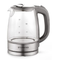 Чайник электрический Starwind SKG2315 1.7л. 2200Вт серый/серебристый корпус: стекло/металл/пластик