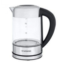 Чайник электрический Starwind SKG5213 1.7л. 2200Вт черный/серебристый корпус: стекло/металл/пластик