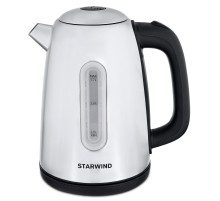 Чайник электрический Starwind SKS3210 1.7л. 2200Вт серебристый/черный корпус: металл/пластик