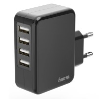 Сетевое зар./устр. Hama H-173676 1.2A+1.2A+1.2A+1.2A 4xUSB универсальное черный (00173676)