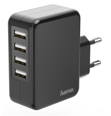 Сетевое зар./устр. Hama H-173676 1.2A+1.2A+1.2A+1.2A 4xUSB универсальное черный (00173676)