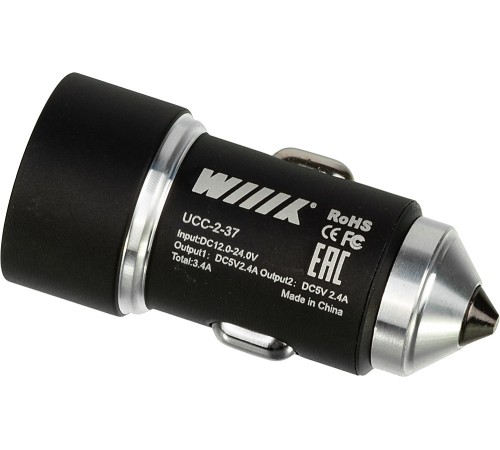 Автомобильное зар./устр. Wiiix UCC-2-37 2.4A+2.4A 2xUSB универсальное черный Автомобильное зар./устр. Wiiix UCC-2-37 2.4A+2.4A 2xUSB универсальное черный