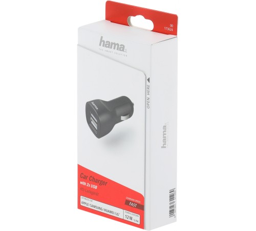 Автомобильное зар./устр. Hama H-1401660 1.2A+1.2A 2xUSB универсальное черный (00173624) Автомобильное зар./устр. Hama H-1401660 1.2A+1.2A 2xUSB универсальное черный (00173624)